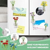 economico Vasi e cestini-Confezione da 5 graziosi mini vasi magnetici per frigorifero, piccoli vasi di vetro con fiori, decorazioni magnetiche per frigorifero per cucina, ufficio, armadietto