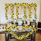 economico Fiore finti-Confezione da 3 ghirlande di girasoli artificiali, 7,5 piedi/filo di girasoli di seta appesi, fiori rampicanti con foglie verdi per la stanza, la cucina, il giardino, il compleanno, il matrimonio, il