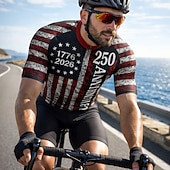 abordables Maillots Hombre-250 aniversario de Estados Unidos Día de la Independencia Día Nacional Americano Hombre Maillot de Ciclismo Bandera estadounidense de los Estados Unidos Bandera / bandera nacional Manga Corta