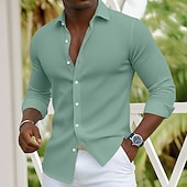 voordelige heren overhemd met knopen-Voor heren Overhemd Corduroyshirt Overhemd met knopen Marineblauw Blauw Lange mouw Effen Strijkijzer Casual Dagelijks Button-omlaag Kleding Katoen Modieus Streetwear Klassiek Casual