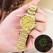 baratos Relógios Quartz-Relógio feminino digital com pulseira de aço inoxidável, calendário e indicador de semana, moderno e elegante para o dia a dia, viagens, uso noturno, ocasiões casuais, esportes e negócios.