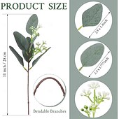 cheap Artificial Flower-20 Pcs Mixed Eucalyptus Leaves Stems Bulk Artificial Eucalyptus Leaves with White Seeds Artificial Silver Dollar Sprays Faux Oval for Floral Wreath Bouquets Wedding Greenery Decoration
