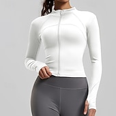 economico Giacche da corsa-Per donna Tinta unita Giaccia da corsa Giacca da esterno Giacca sportiva Estate Primavera Autunno Cerniera completa Snello Manica Lunga Asciugatura Rapida Leggero Elastico Traspirante Palestra Corsa