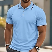abordables Polo clásico para hombre-Hombre Camiseta de golf Camisetas polo piqué Casual Negocio Cuello polo acanalado Manga Corta Moda Básico Color sólido Plano Botones Verano Primavera Primavera &amp; Otoño Ajuste regular Azul cielo