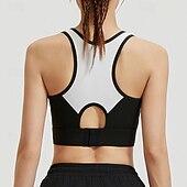 baratos Sutiã Esportivo-Mulheres Sustentação Média Regata com Bojo Sutiã de corrida Delgado Good Top Acolchoado Academia Exercício Corrida Leve Elástico Respirável Preto Branco Azul Retalhos