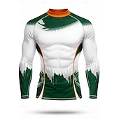  בגדי ריקוד גברים מגן מפריחה חולצת שחייה גיאומטרי שיפוע נקודה UPF50+ הגנת UV ייבוש מהיר שרוול ארוך בגדי ים מגן מפריחה גלישה שייט בקאנו חוף קיץ