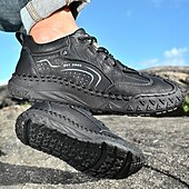 cheap Casual Lace-Up Shoes-Men's Brown Hand-Stitched Faux Leather Hiking Shoes – Rugged Casual Footwear for Outdoor Trekking &amp; Daily Street Style