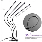 abordables Lampe de croissance LED-Lampe de croissance LED à 4 têtes à pince, spectre complet rouge &amp;Lampe de croissance bleue, 80 LED, minuterie 3/9/12 h, USB 5 V, réglable, idéale pour les serres d'intérieur, les plantes grasses, les