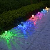 ieftine Lumini de cale și lanterne-1 buc 1 W Lumini Solare LED Lumini și felinare ale căii Sculptură și lumini de peisaj Rezistent la apă RGB + Cald RGB + alb 1.2 V Lumina Exterior Curte Grădină 2 LED-uri de margele