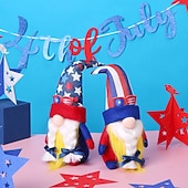  בובת פנטגרם פסים של יום העצמאות חסרת פנים גמד בובת רודולף קישוט בסגנון אמריקאי מצויר