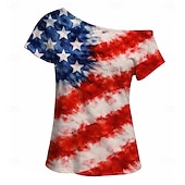  A 250-a aniversare a SUA Retro / vintage Anii 1980 Tricou Pe Umăr Mâneci scurte Costume de fancy Pentru femei 4 iulie Ziua Independenței Adulți Tricou