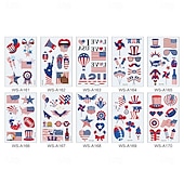 10 autocollants tatouage drapeau américain imperméables, à nouer sur une longue attache, pour chaussettes, accessoire de fête, tatouage pour la fête de l'indépendance