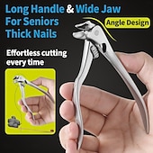 economico Cura Personale &amp; Salute-tagliaunghie curvo in acciaio inossidabile, tagliaunghie anti-schizzi a mascella larga, tagliaunghie ergonomico per impieghi gravosi per unghie incarnite &amp;unghie spesse, strumento portatile per la