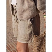 economico Fondi-Per donna Finto cotone e lino Chinos Shorts Pantaloncini Estivi Vacanza Moda Streetwear Corto Vita Alta Semplice Tasca Fascia Elastica Comodo Morbido Confortevole Elasticizzato All'aperto Streetwear