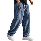 economico pantaloni casual-Per uomo Pantaloni Pantaloni Larghi Pantaloni casual Pantaloni testurizzati Jacquard Elastico in vita Gamba Dritta Semplice Traspirante Lunghezza intera Casuale Quotidiano All'aperto Vacanza Moda