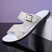 cheap Casual Sandals-Men's Faux Leather Buckle Sandals, Stylish and Comfortable for Resort Wear and Outdoor Events