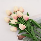 economico Fiore finti-10 tulipani finti, fiori artificiali, fiori finti in PU, steli di tulipano, per bouquet primaverili da matrimonio, composizioni floreali, decorazioni per feste in casa e ufficio, per la festa della