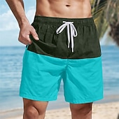 cheap Men's Swim Shorts-Men's Swim Trunks Boxer Swim Shorts Shorts Color Block Plain Comfort Breathable Above Knee Casual Beach Swimming Vacation Fashion Navy Blue Red Micro-elastic