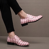 abordables Chaussures Derby-Chaussures habillées pour hommes en similicuir orange à motif crocodile – chaussures de ville et de mariage pour messieurs modernes