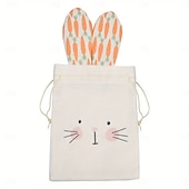 cheap Easter-6pcs Bunny Drawstring Bags, 5.91x7.09inch, Cute Carrot Rabbit Easter Gift Pouches for Party Favors, Candy, Jewelry, Surprise Packaging, Goodie Bags for Wedding, Tailgating, Spring &amp; Summer Events
