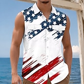 economico Magliette Patriottiche 250-Per uomo 4 luglio, 250° anniversario degli Stati Uniti Bandiera degli Stati Uniti Patriottico Camicia Camicia con Bottoni Maglietta senza maniche Senza Maniche Moda Casual Ferie Estate Primavera