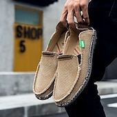 preiswerte Slipper Schuhe-Graue Herren-Slipper aus Canvas, leichte und bequeme Loafer für den täglichen Weg zur Arbeit, Wochenendausflüge und den Alltag.