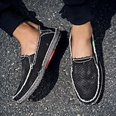 preiswerte Slipper Schuhe-Graue Herren-Slipper aus Canvas, leichte und bequeme Loafer für den täglichen Weg zur Arbeit, Wochenendausflüge und den Alltag.