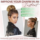 رخيصةأون الشعر المعقوص-قطعتان من وصلات الشعر على شكل كعكة فوضوية، كبيرة ومموجة ومجعدة، مطاطية، على شكل كعكة، كثيفة ورقيقة، على شكل كعكة دونات، وصلات شعر مرفوعة، أشقر رمادي ممزوج بأشقر فاتح