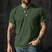 levne Ležérní tričko Henley-Pánské Tričko Henley Košile ze 100% bavlny Tričko Tričko Krátký rukáv Jednobarevné Retro Na běžné nošení Retro styl Barvení oděvů Vybledlý Henley Ležérní Léto Jaro Podzim Světlá růžová Šedá Tričko