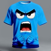 abordables T-shirts 3D-Homme Illusion d'optique 3D Émoticônes amusantes T-shirt Manche Courte T-shirt Impression 3D Col ras du cou Chemise Exagéré Designer Quotidien Club Soirée Bleu Jaune Orange Été Printemps Toutes