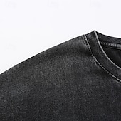 billiga grundläggande t-shirts-Herr T-shirt Tvätta skjorta i 100 % bomull Kortärmad Rund hals Sommar Vår Alla årstider Ensfärgat Elegant Vintage Neutral Ficka Crewneck Urblekt Ledigt Hem Utomhus Ljusblå Aprikos Svart Topp t-shirt