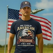  Amerikansk 250-årsjubileumströja och basebollkeps - USA:s flagga, örngrafik, tröja 1776-2026, patriotisk för män och vuxna, för självständighetsdagen