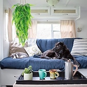 tanie Rośliny sztuczne i zieleń-4 wiązki wiszących sztucznych roślin, odporna na promieniowanie UV, sztuczna paproć bostońska, realistyczna sztuczna zieleń, plastikowe pnącza bluszczu do ściany, do domu, pokoju, ogrodu, wesela,