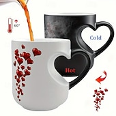 levne Šálky a hrnečky-Magický keramický hrnek ve tvaru srdce, který mění barvu, termochromický kávový hrnek s rukojetí ve tvaru srdce, zábavný keramický kávový hrnek na Valentýna, dárky ke Dni matek