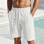 baratos Calções Estilo Casual-Homens Calções Waffle Calção Shorts de verão Shorts casuais Com Cordão Bolsos Cintura elástica Tecido Conforto Respirável Curto Ao ar livre Férias Verão Desporto Casual Vinho Micro-Elástica