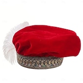 abordables Accesorios y más-Retro Antiguo Medieval Renacimiento Sombreros Príncipe Caballero Noble Bordado Disfraz Hombre Fantasía Víspera de Todos los Santos Carnaval Feria del Renacimiento LARP Fiesta temática retro Adulto