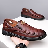 economico Sandali casual-sandali da uomo marroni senza lacci, tomaia traspirante con design casual, comodi per avventure all'aria aperta, abbigliamento casual e attività estive