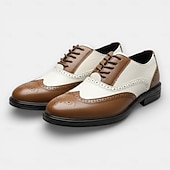 baratos Sapatos Brogue-sapatos oxford brogue preto e branco masculinos com design wingtip, detalhes perfurados para eventos formais e festas casamentos