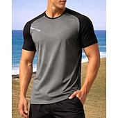 olcso Futó pólók és ujjatlan felsők-Férfi Színes Majica za trčanje Testhetzálló póló Sportos póló Sportos felső Nyár Kollázs Rövid ujjú Gyors szárítás Könnyű Nedvességelvezető Légáteresztő Edzőterem edzés Gyaloglás Kocogás Fekete