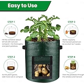 billiga Trädgårdsarbete-2-pack grönsaksodlingsbehållare PE-behållare, potatisodlingspåsar, 10 gallon med klaff och handtag, krukor för lök, frukt, tomat och morötter