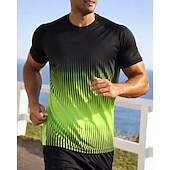 Недорогие Футболки и майки для бега-Муж. Градиент Полоски Футболка для бега Компрессионная футболка Спортивная рубашка Спортивный топ Лето С короткими рукавами Быстровысыхающий Влагоотводящие Дышащий