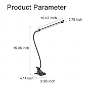 billige Leselys-LED-skrivebordslampe med klipsfunksjon og flimmerfri øyepleie, 3 lysstyrkenivåer, justerbar for lesing, studier, soverom, sovesal, USB-drevet, nattbordslampe, flimmerfri