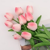 economico Fiore finti-10 tulipani finti, fiori artificiali, fiori finti in PU, steli di tulipano, per bouquet primaverili da matrimonio, composizioni floreali, decorazioni per feste in casa e ufficio, per la festa della