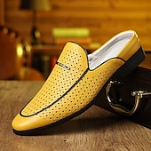 baratos Socas e Mules para Homem-Mocassins masculinos vermelhos em couro sintético – design elegante com perfurações para maior respirabilidade, perfeitos para o escritório, eventos formais e passeios casuais.