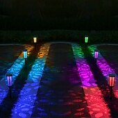 ieftine Lumini de cale și lanterne-1 buc 1 W Lumini Solare LED Lumini și felinare ale căii Sculptură și lumini de peisaj Rezistent la apă RGB + Cald RGB + alb 1.2 V Lumina Exterior Curte Grădină 2 LED-uri de margele