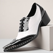 cheap Classic Dress Shoes-Men's Genuine Leather Black and White Formal Shoes, Stylish and Classy Footwear for Weddings, Perfect for Wedding Guests and Groom