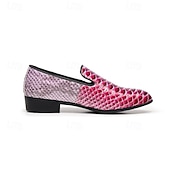 halpa Loafers-Miesten vihreät ja ruskeat käärmekuvioiset nahkaiset loaferit, slip-on-muodinmukaiset kengät yökerhoihin, juhliin ja rohkeisiin muotilausuntoihin
