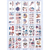  30 ark midlertidige tatoveringer med 4. juli-motiv for barn og voksne, patriotiske tatoveringsklistremerker med USA-flagg til uavhengighetsdagens dekorasjoner og festgaver, vanntett kroppskunst med