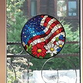  4 stuks 4 juli stickers, onafhankelijkheidsdag botsingswaarschuwing sticker dubbelzijdig gekleurd elektrostatisch raamsticker (verwijderbaar)