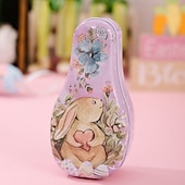 cheap Easter-1pc Easter Bunny Tin Box, Colorful Metal Cookie Candy Box, Cartoon Rabbit Gift Container for Kids, Easter Decoration